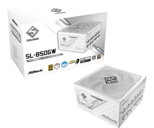 ASRock PSU Steel Legend SL-850GW, 850W, 80 Gold, Fully Modular, White