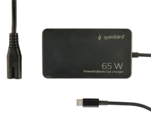 Gembird 65 W PowerDelivery GaN USB Type-C fast charger, black