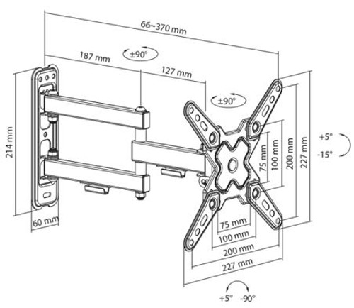 SBOX nosač s duplom rukom 13"- 43", do 20kg