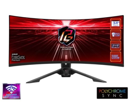 ASRock Gaming Monitor PG34WQ15R3A, 34", UWQHD, VA, 165Hz, 1ms, curved, WiFi Antenna