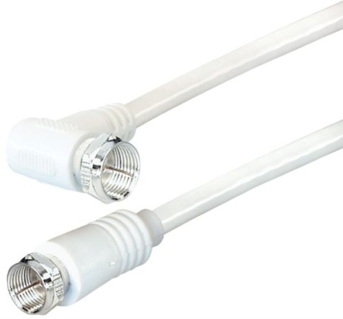 Transmedia F-plug straight - F-plug angled, white, 1,5 m