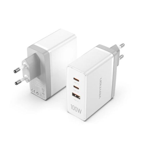 Vention 3-Port USB (C C A) GaN Charger (100W 100W 30W) EU-Plug