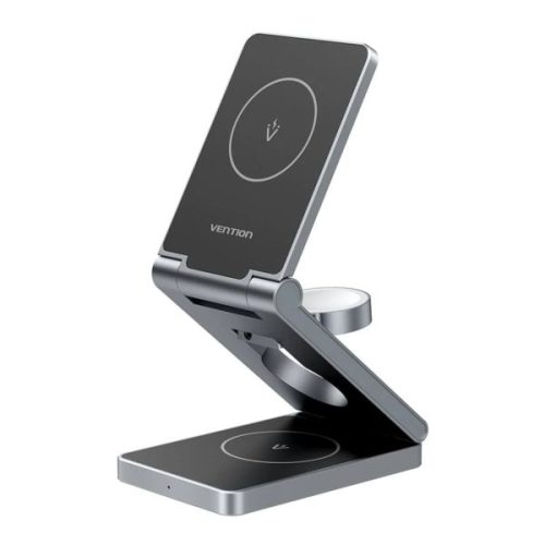 Vention 3-in-1 15W Wireless Charger Stand with MagSafe Gray