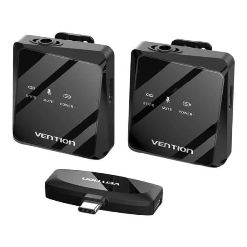 Vention USB-C 2-Pack Wireless Lavalier Microphone Black Type