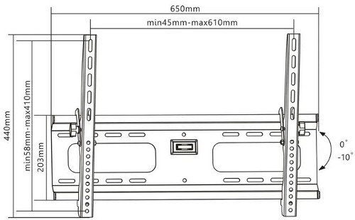 Manhattan TV nosač zidni 37"-70" do 75kg, crni
