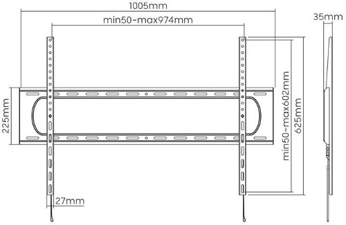 Manhattan TV nosač zidni 60"-120" do 120kg, crni