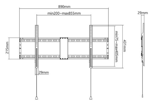 Manhattan TV nosač zidni 43"-100" do 70kg, crni