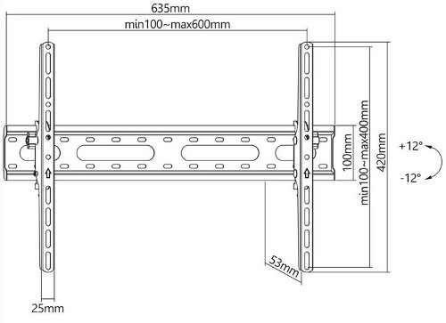 Manhattan TV nosač zidni 37"-70" do 45kg, crni
