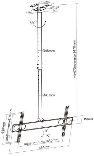 Manhattan TV stropni nosač 37''-70'', do 50 kg