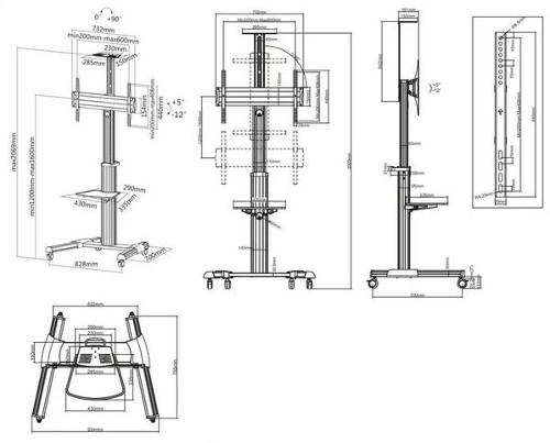Manhattan pokretni podni stalak 37"-86",50 kg, Al