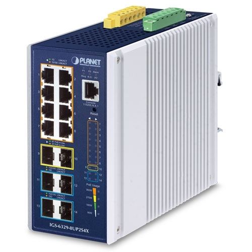 Planet Industrial L3 8-Port 10 100 1000T 802.3bt PoE 2-Port 1G 2.5G SFP 4-Port 10G SFP Managed Ethernet Switch