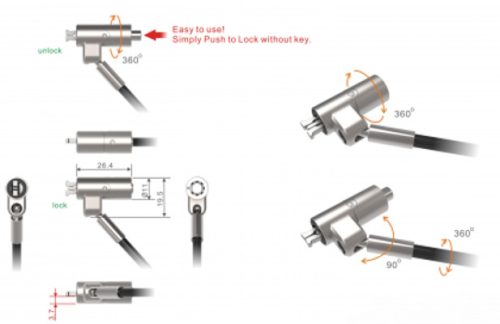 Port nano security cable lock
