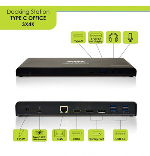 Port docking univerzalni 3X4K USB-A&USB-C, 85W