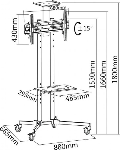 SBOX pokretni podni stalak za TV 37"-70", do 50kg