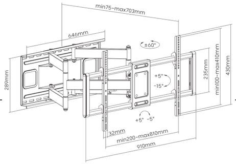 SBOX izvlačno okretni nosač 43"-100", do 120kg