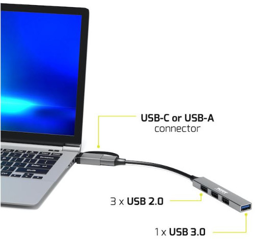 Port HUB USB-C/A 4 porta 480 Mbps SLIM