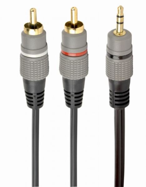 Gembird 3.5 mm stereo plug to 2*RCA plugs 2.5m cable, gold-plated connectors
