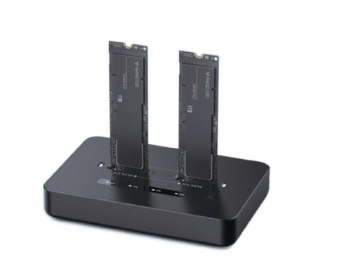 Gembird Desktop dual drive USB Type-C M.2 NVME (and SATA) SSD docking station, black