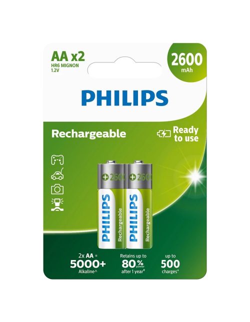 Philips punjive baterije AA, 2 komada, 2600 mAh