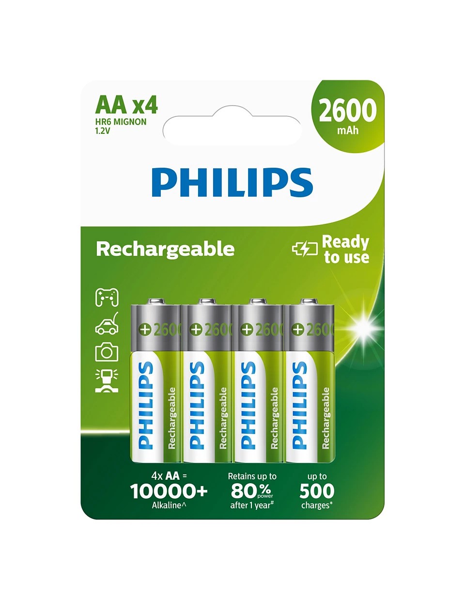 Philips punjive baterije AA,2 komada, 2600 mAh