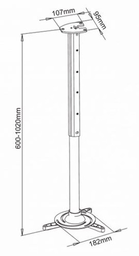 Stropni nosač projektora PM-102XL 15kg, 60-102cm