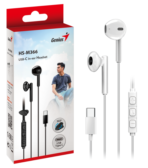 Genius HS-M366, in-ear slušalice, bijela