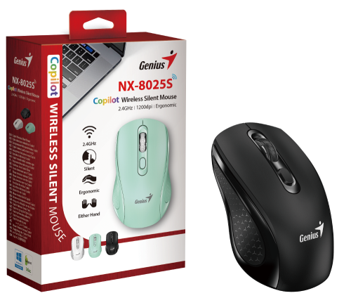 Genius NX-8025S, bežični miš, silent, crni