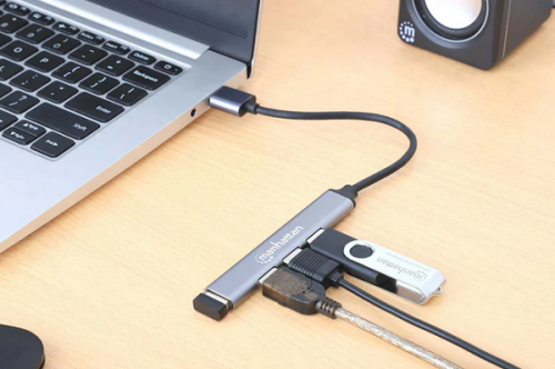 Manhattan Hub 4-Port, 1xUSB 3.0, 3xUSB2.0, sivi