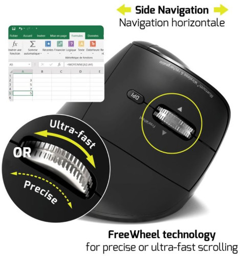 Port miš ERGO AUDITOR, BT+RF 2.4GHz, punjivi, crni