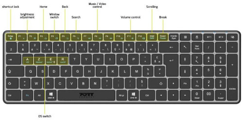 Port bežična tipkovnica, punjiva, Azerty