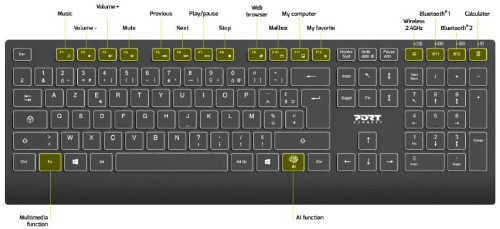 Port bežična tipkovnica, punjiva,poz.osvjetljenje
