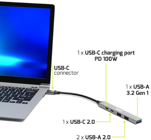 Port HUB USB 5 PORTS 3A+1C+PD 100W-for BtoC