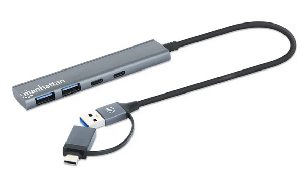 Manhattan Hub 4-Port, USB 3.0 Type-C/Type-A Combo