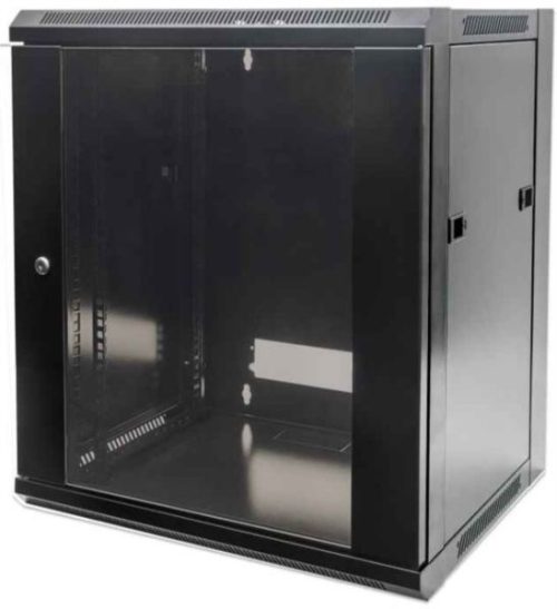 Intellinet 19" Wallmount Cabinet, 12U, 600 mm (23.6 in.) Depth, Black