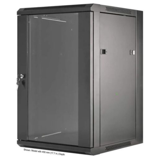 Intellinet 19" Wallmount Cabinet, 15U, 600 mm (23.6 in.) Depth, Black