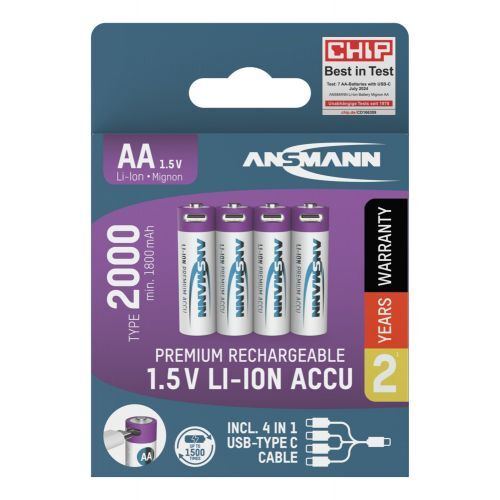Ansmann Li-Ion batteries AA type 2000 (min. 1800 mAh) 4pcs. paper blister