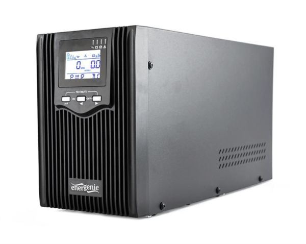 Gembird 2000 VA pure sine wave UPS, LCD display, 2 x Schuko 3 x C13 outputs, USB, black