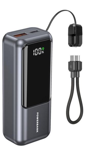 Gembird 20 W Compact fast charging power bank with LCD display, 10000 mAh, spacegrey